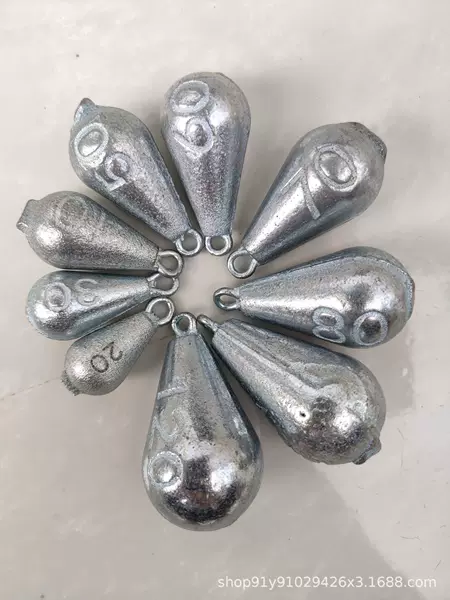 Fishing Sinker, Fishing Counterweight, Long-Range Sea Fishing Sinker, New Galvanized Imitation Lead Sinker with Ring, Water Drop Type Iron Sinker