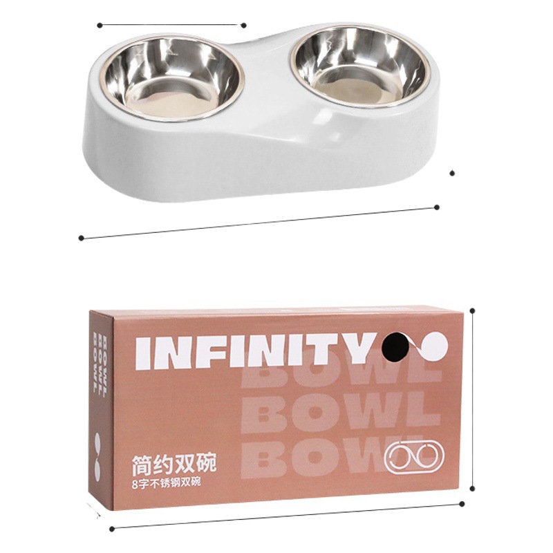Pipitao original espesado ABS antideslizante perro cuenco desvanecimiento ∞ palabra mascota doble tazón mediano y perro grande perro de acero inoxidable