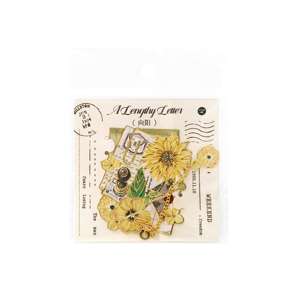 Infeel.Me marcador de metal una carta larga estilo retro tema de flor lectura página de libro marcado tarjeta