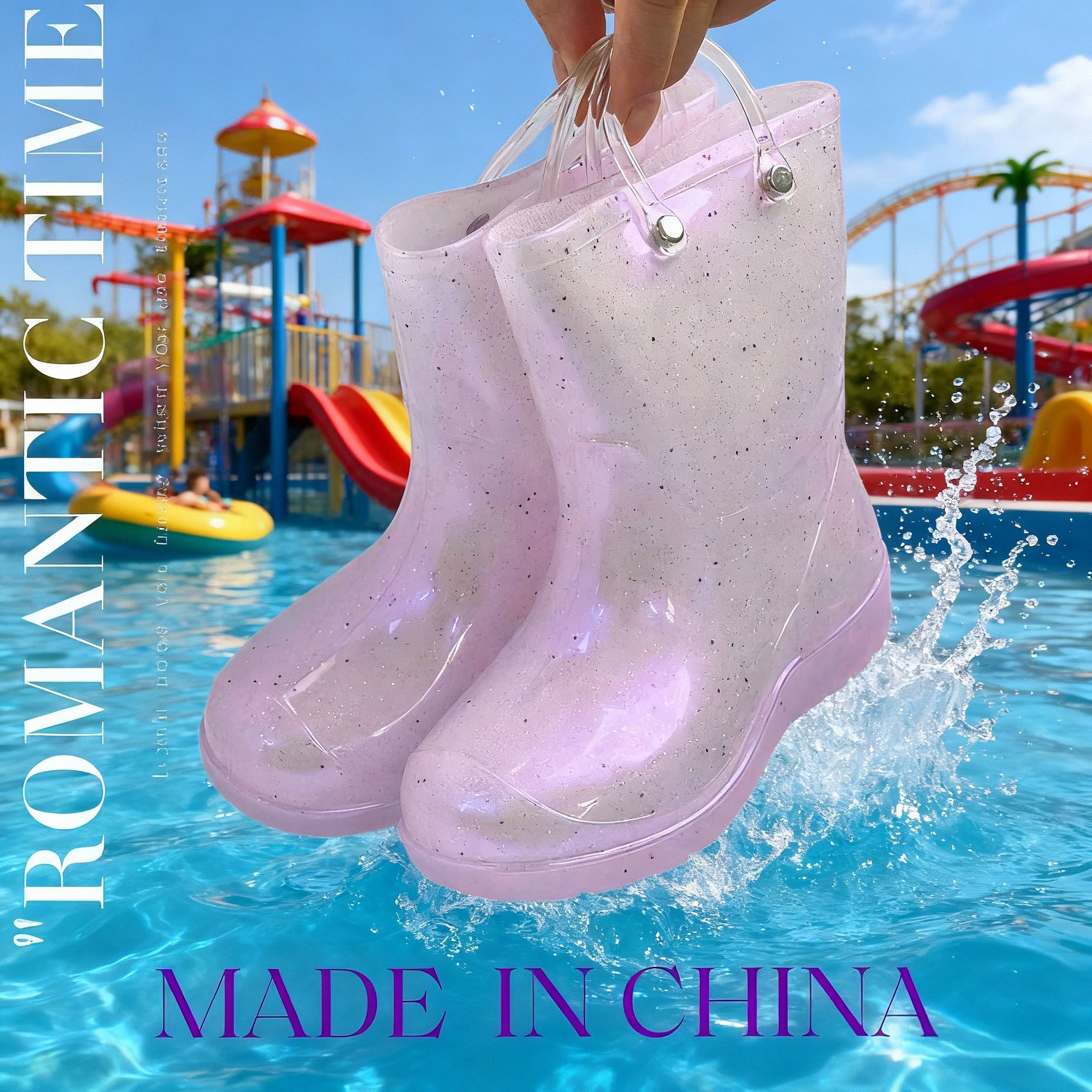 New Transparent Fashionable Kidsren's Rain Boots Girls Non-Slip Waterproof Plastic Low-Tube Student Rain Boots Cute Rainbow Water Shoes