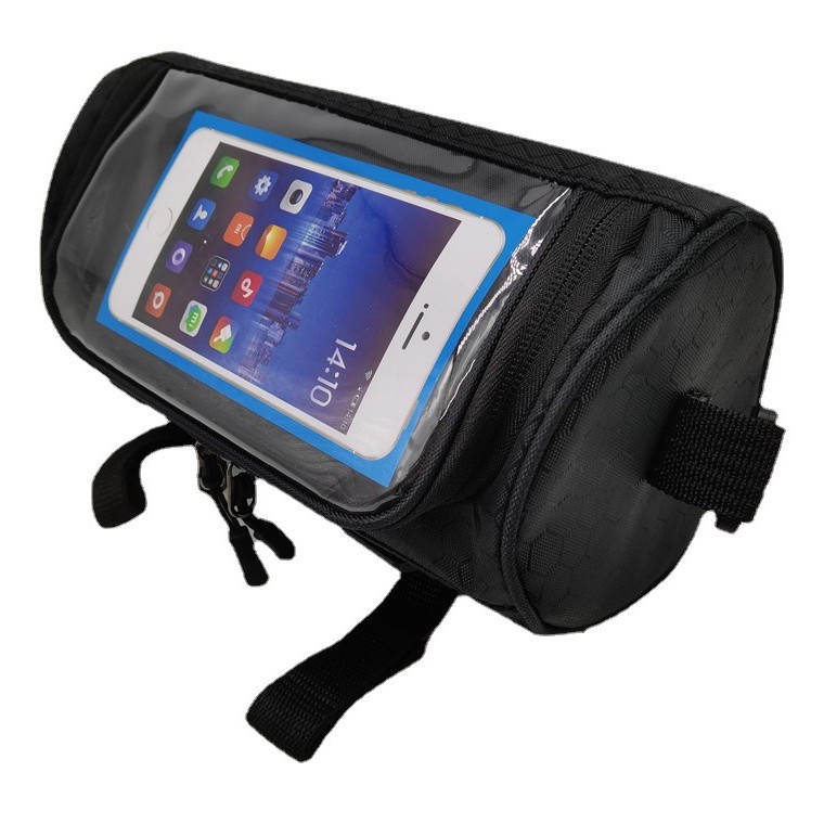 Bicicleta de montaña bolsa de manillar de la bicicleta bolsa de cabeza de dragón bolsa en forma de tubo pantalla táctil bolsa de teléfono móvil equipo de equitación de gran capacidad bolsa de haz frontal