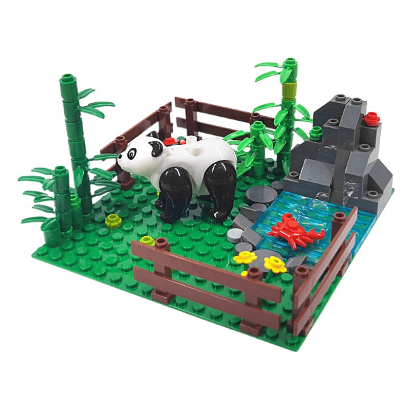 MOC ovejas granja nido de pollo Panda ganado cobertizo pequeña partícula granja bloques de construcción escena neutral empalme juguetes de montaje