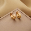 Golden earrings stainless steel, jewelry, European style, does not fade, pink gold, wholesale