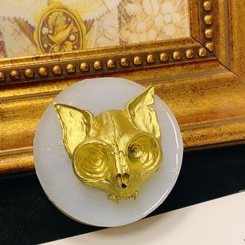 Molde de silicona para decoración de cabeza de gato malvado, adornos de aromaterapia de bricolaje, molde de fondant de gato diablo, pellizco de goteo de chocolate