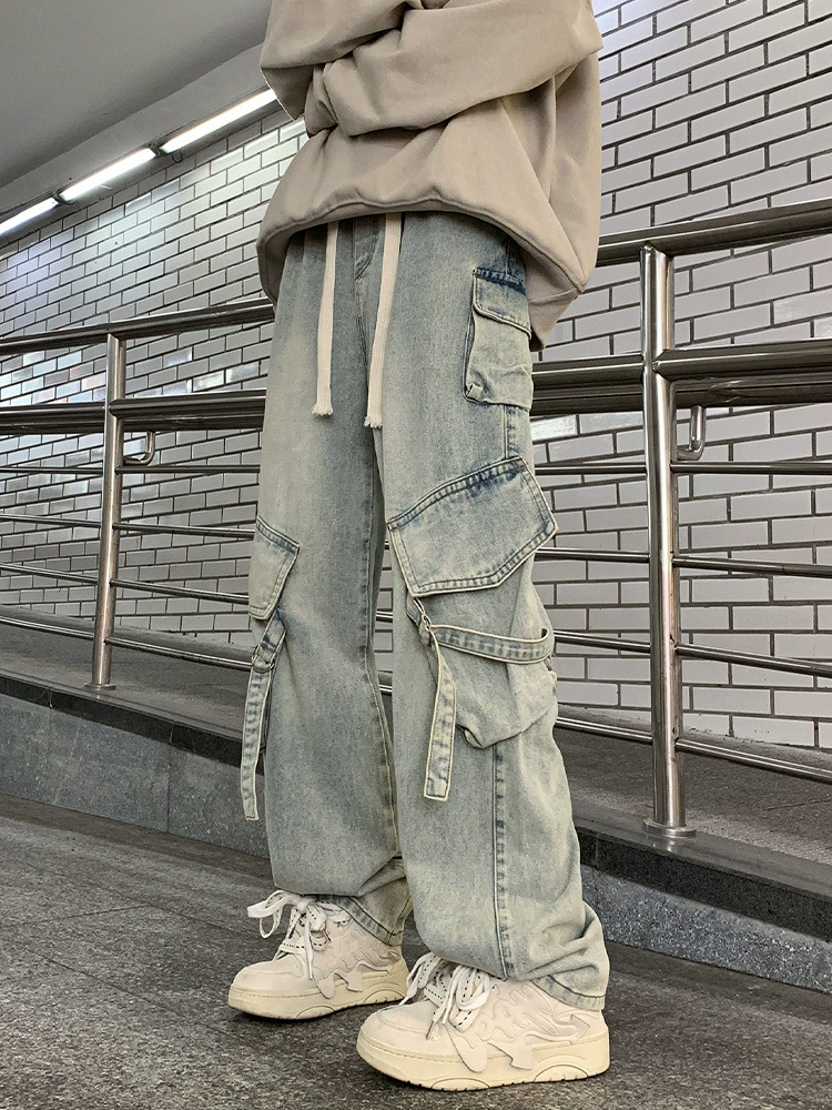 Осень/лето тонкие джинсы для мужчин и женщин, casual trousers, американский стиль, свободный прямой крой