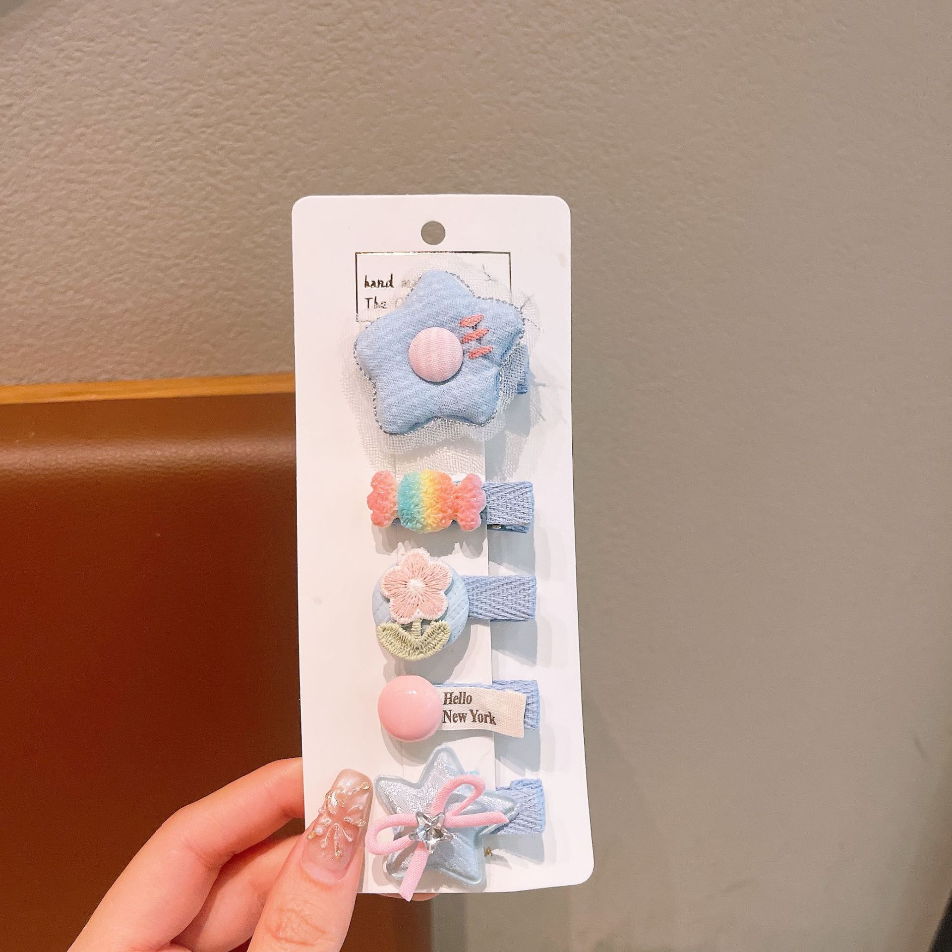 Clip de cabello de malla de encaje para niños estrella nebulosa accesorios para el cabello de bebé tela tarjeta de cabello de dibujos animados para niñas