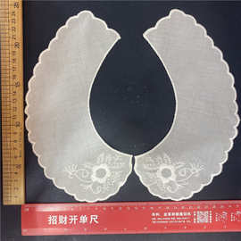 女童娃娃领纯棉镂空打孔刺绣领花全棉刺绣花边女装衬衣连衣裙对领
