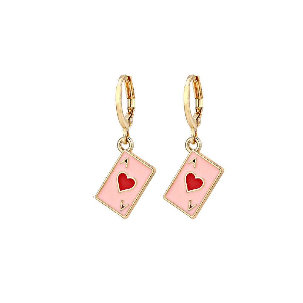 Wholesale Jewelry Metal Heart Dripping Playing Card Earrings Nihaojewelry display picture 8