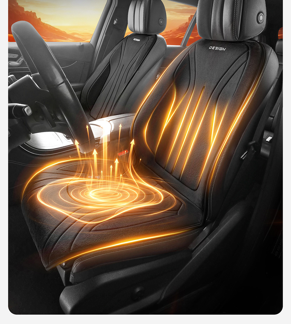 New winter short-pile heated car seat cushion, 12V/24V universal cigarette lighter USB quick-heating car seat pad
