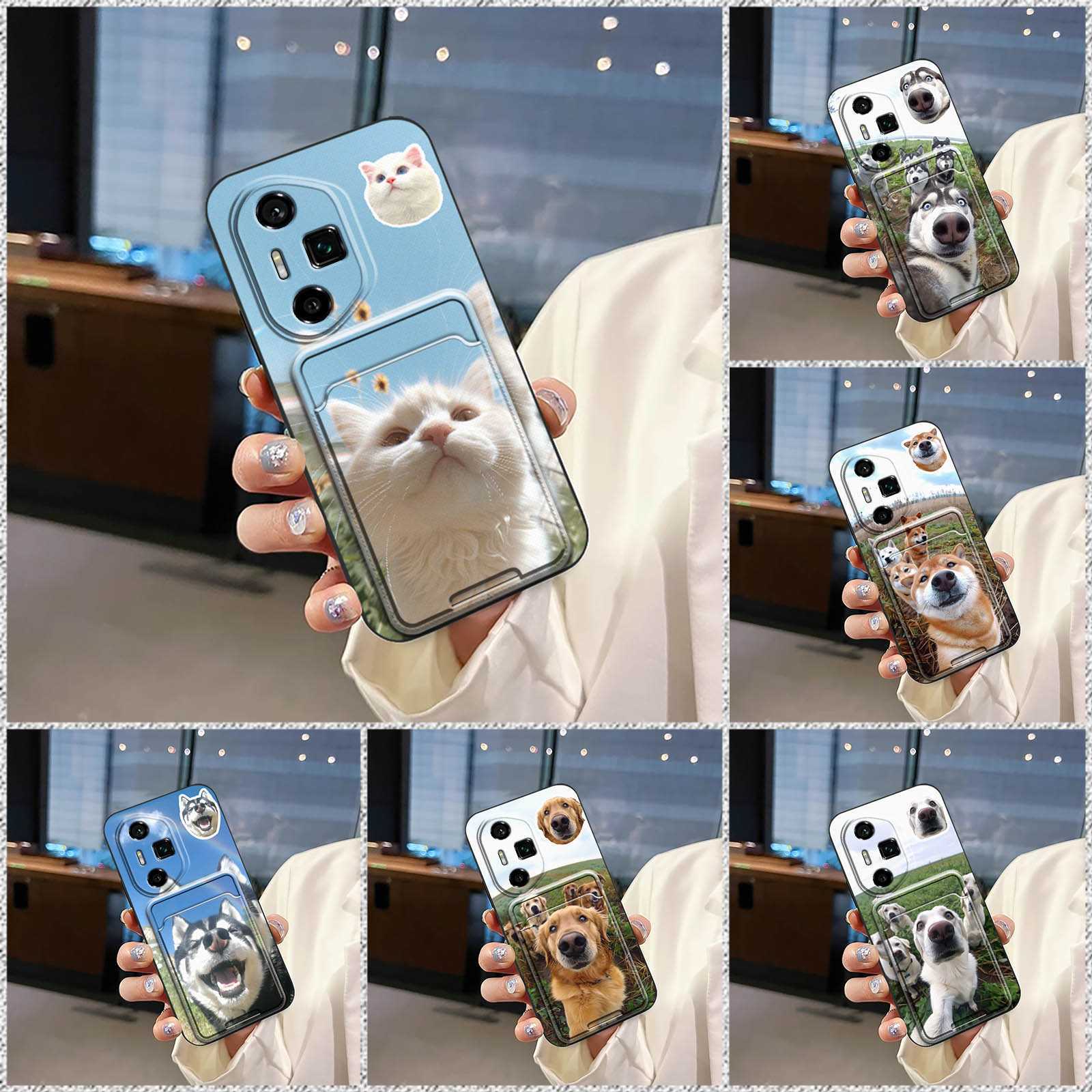 Suitable for Huawei Mobile Phone Case, Personalized Dog, Full Edge Change, Simple Couple, Funny Selfie Card Holder, Cat Cartoon