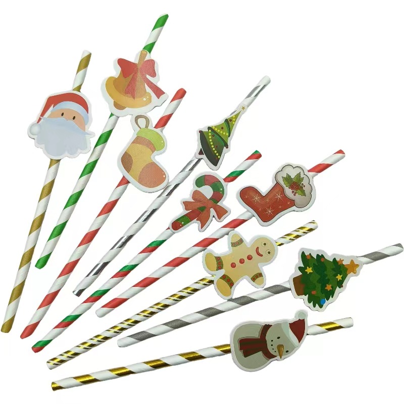 Papá Noel Papá Noel muñeco de nieve fiesta decoración postre pastel cóctel bebida paja image 5