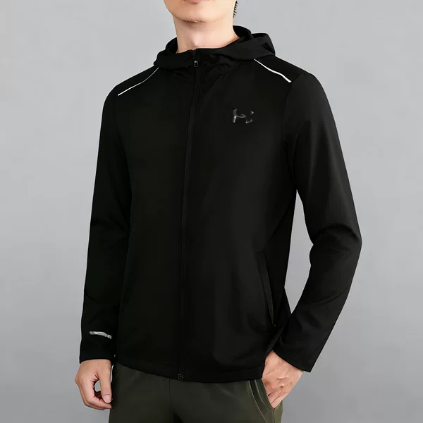 Brand Sports Jacket Men's Autumn and Winter Outdoor Windproof Jacket Quick-Drying Running Casual Hooded Top Track and Field Training Clothing