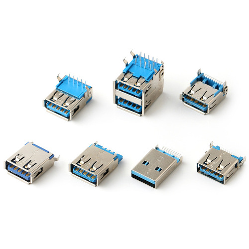 Production of blue plastic core AF90 degree sinking plate bent feet without roll double layer pin patch horizontal copper terminal 3.0 USB female base