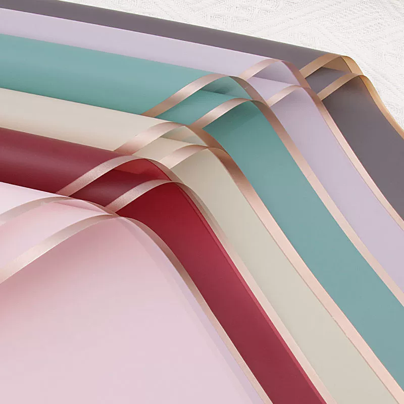 Матовая бумага, корейская обычная бумага, золотая кромка, желеобразная пленка, водонепроницаемая, черно-белая, букет, цветочный подарок, упаковочная бумага для цветов, оптом