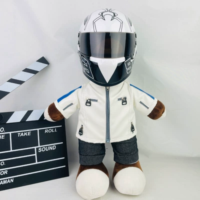 Motosiklet dəbilqələri — Bear Doll Helmet Battery Car - 28cm-35cm-white-leather-f1-white-ant-helmet-buckle-anti-collision-layer
