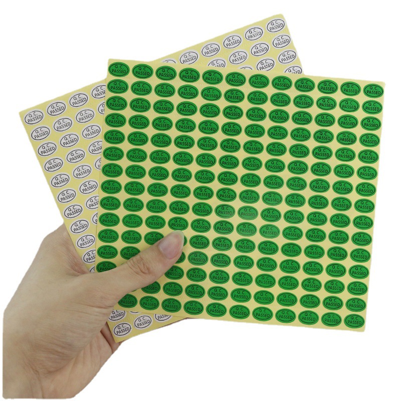 现货qc标签贴纸 不干胶PASSED标签9X13mm绿色白色椭圆形pass标签