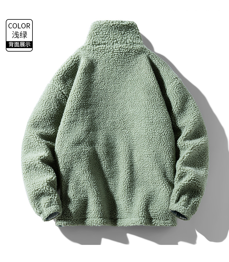 Men's Jacket Standing Collar Lamb Fleece Winter Coat Loose Fit_voghion.com
