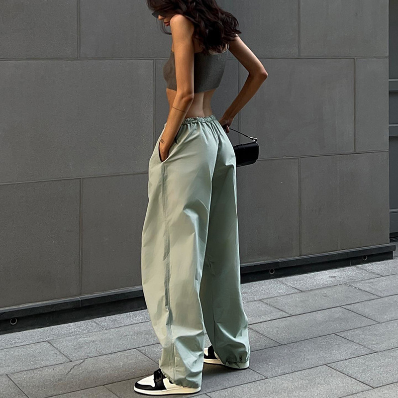 JY22278 drawstring waist casual overalls Women's European and American street fashion trendy women's simple loose trousers JY22278 drawstring waist casual overalls Women's European and American street fashion trendy women's simple loose trousers
