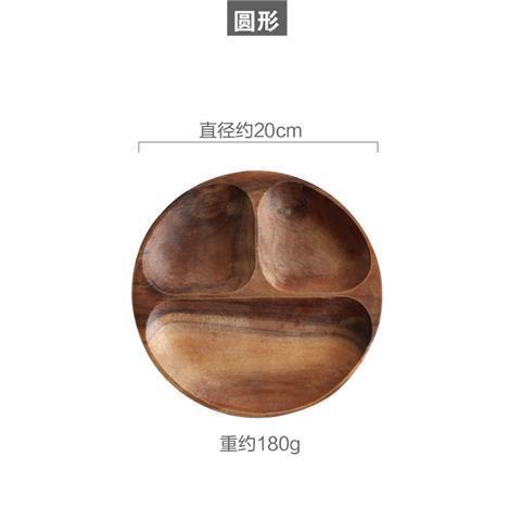 호두나무 통나무 3칸 접시 20_20cm 원형