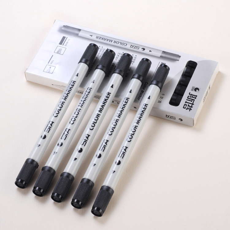 Fabricante STA 3100 marcador de doble cabeza a base de agua Pluma de columna de punto negro marcador de doble cabeza