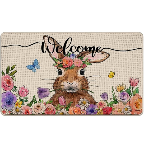 Easter Egg Crystal Velvet Floor Mat Non-slip Kitchen Door Rug_voghion.com