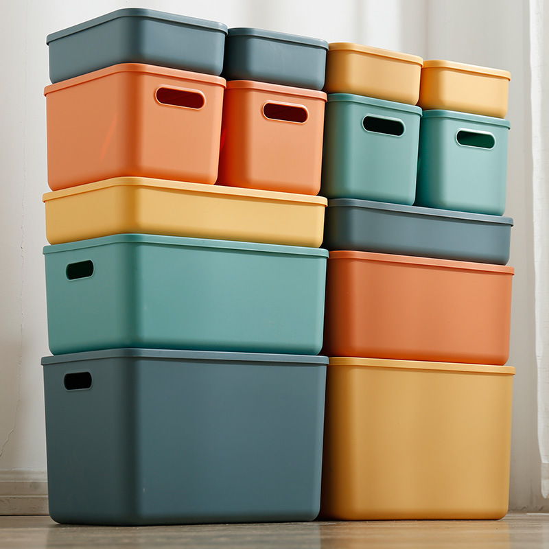 Morandi color plastic storage box underwear socks cosmetics clothes shoes home living room sundries finishing basket