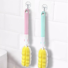 多機能家庭用長柄カップブラシ、哺乳瓶ブラシ、取り外し可能な高密度スポンジ交換ヘッド、カップブラシ、乳首ブラシ