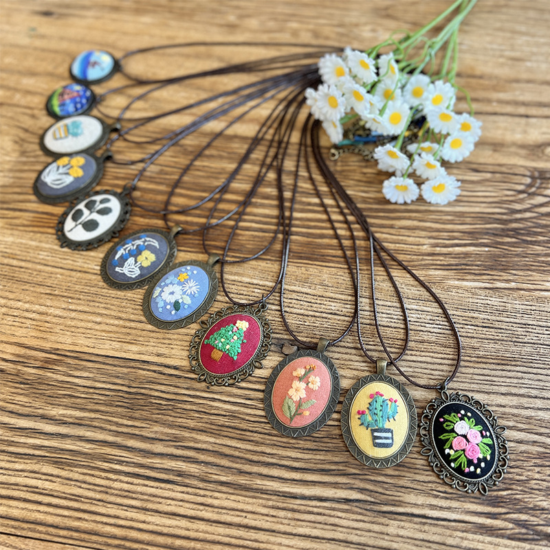 Jinhao bordado a mano bolsas de material DIY collar flor de tela mujer bordado Lu principiante suéter antiguo cadena