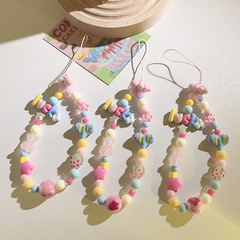 新款愛心lucky串珠手機連包包掛飾手機掛繩通用手機殼diy掛件手鍊