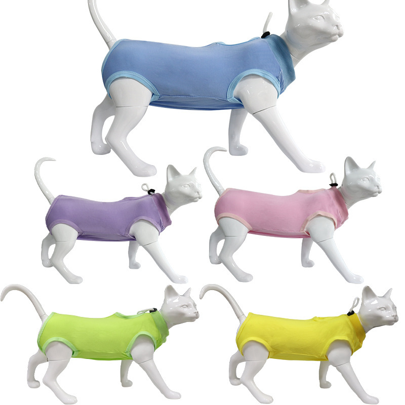 고양이 불임 수술 관리복, 애완동물 이유식, 핥기 방지, 긁힘 방지, 물림 방지, 부드럽고 초탄성, 사계절 얇고 편안한 옷
