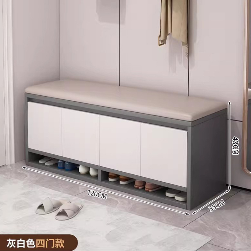 Taburete de cambio de zapatos en la puerta del hogar Taburete de zapatos simple moderno Taburete de asiento Gabinete bajo integrado almacenamiento a prueba de polvo Gabinete de zapatos pequeño