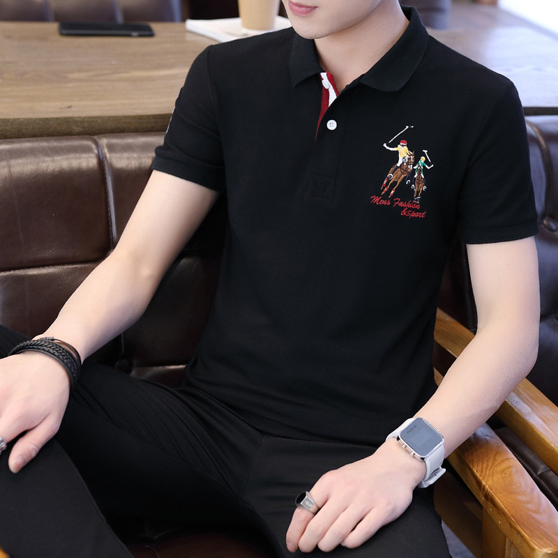 POLO衫男士短袖t恤翻领2021夏季修身潮流潮牌上衣服半袖男装体恤C