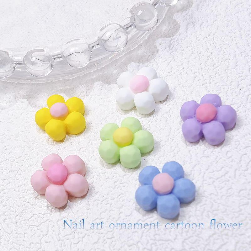 New manicure accessories cartoon stereo simple flowers cute five petal flowers DIY hair accessories phone shell nail accessories
