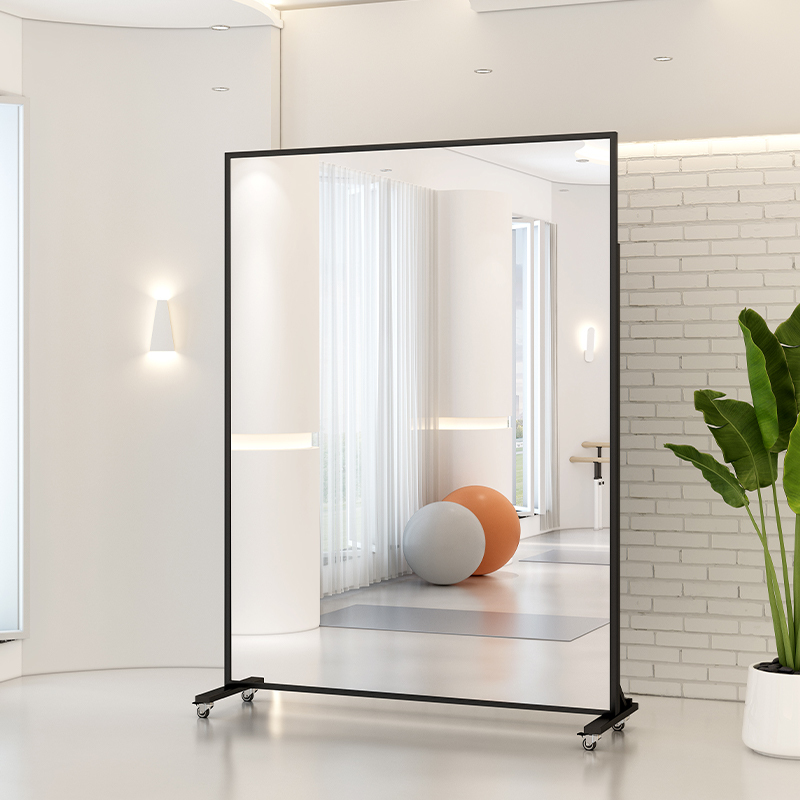 Movable Dance Mirror, Universal Wheel Floor Mirror, Home Mirror, Full-Body Dressing Mirror, Yoga Fitness Practice Room Mirror