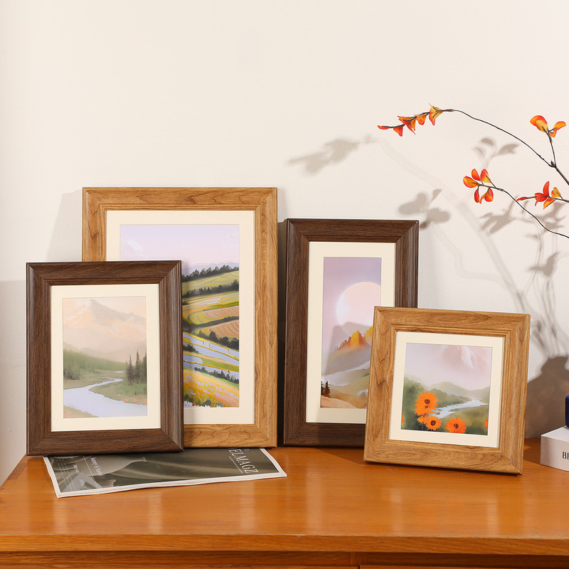 Retro Photo Frame Table Simple 6-Inch 7inch 8inch A4 Art Photo Wall Hanging A3 Art Calligraphy and Painting Frame Wholesale