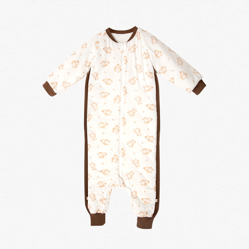 Saco de dormir para niños acolchado otoño e invierno engrosado bebé pierna dividida saco de dormir anti-kick edredón clase Un bebé manga larga saco de dormir Internet celebridad