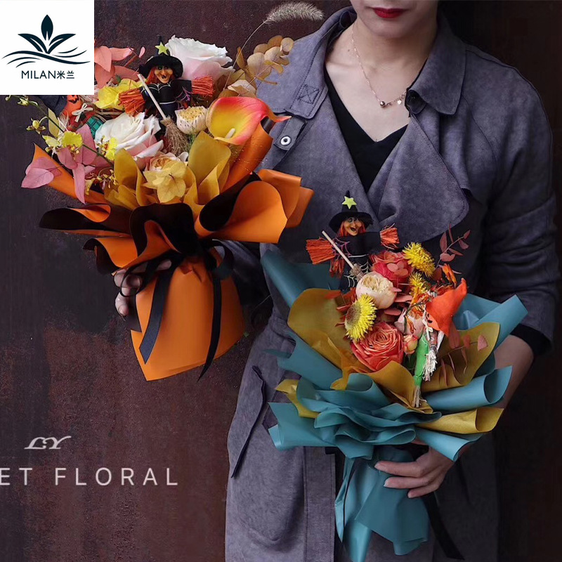 Halloween ramo de flores accesorios de decoración Hombre de Aspajarita bruja simulación calabaza cara ornamentos embalaje de flores materiales DIY