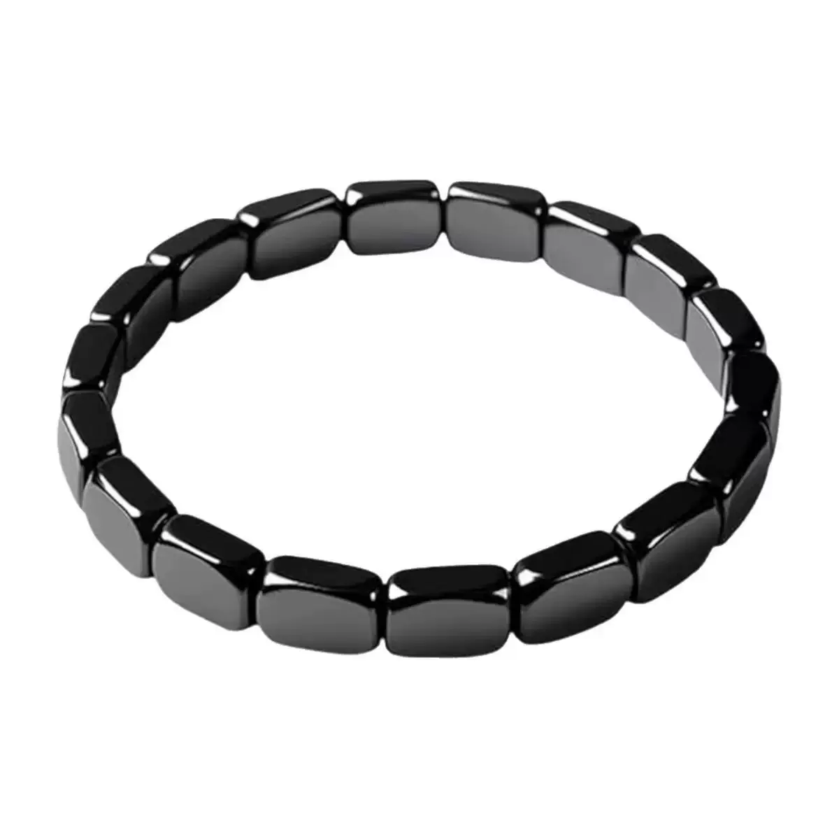 男士时尚黑胆石手链 几何串珠男女通用 弹力潮流饰品20cm周长配饰