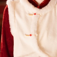 红色旗袍拜年服女大人蛇年本命年连衣裙新中式新年过年战袍套装冬