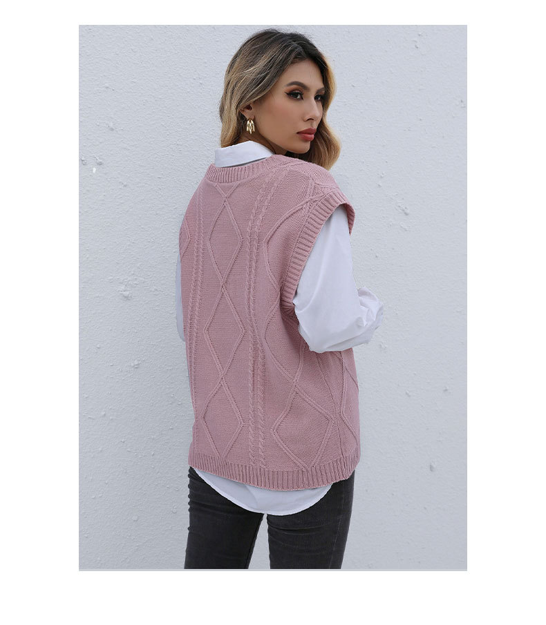 Early Autumn Fashion Women's Sleeveless Twist Solid Color Knitted Vest_voghion.com