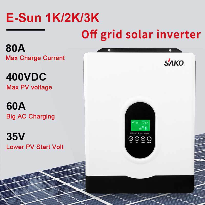 Sako Off-Grid Solar Inverter 1Kw 2Kw 3Kw 24V 80Amp Home Inverter Off-Grid