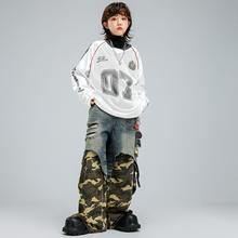 街舞儿童潮服套装男童嘻哈风hiphop宽松潮牌卫衣练功服女童演出服