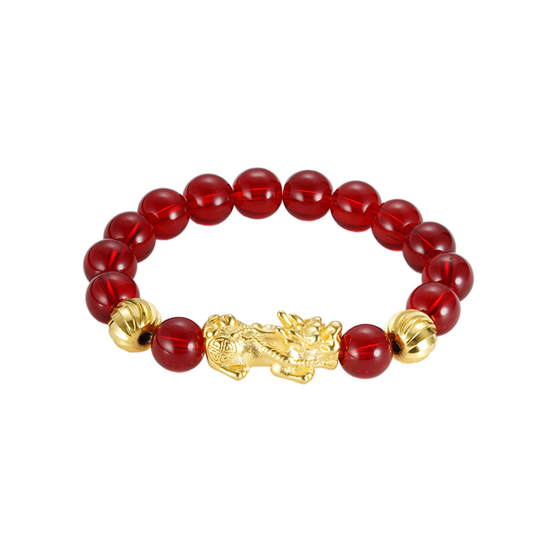Pulsera de oro de Vietnam hombres y mujeres estilo nacional piedra negra vino rojo imitación oro cuentas accesorios de joyería fábrica suministro directo al por mayor