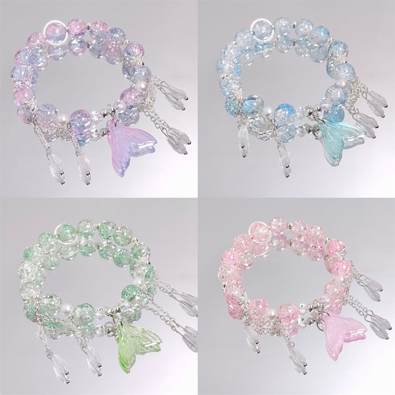 Super Fairy New Sweet Forest Style Mermaid Fallen Crystal Bracelet Female Niche Design Versatile Student Bestie Bracelet