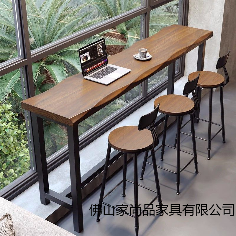 Retro Internet Celebrity Solid Wood Bar Table Home Balcony Wall Bay Window Table Commercial Bar Table High Table Leisure Table