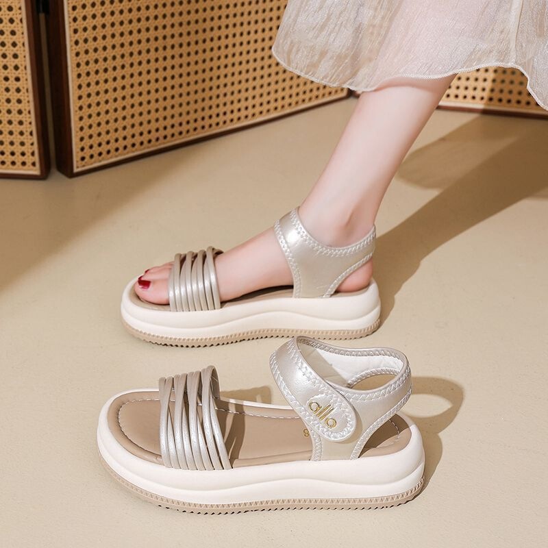 Super Stylish Sandals with Velcro Straps for Women, New 2026 Summer Thick-Soled Versatile Comfortable Large Size Slippers