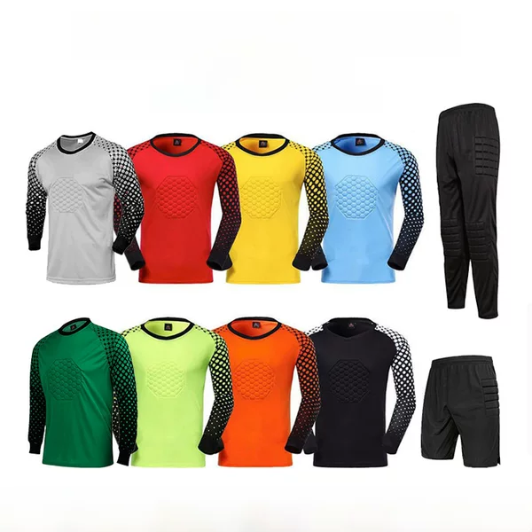 Football Goalkeeper Uniform Suit for Men and Women Long-Sleeved Protective Jersey Gantry Shirt Competition Training Uniform Cross-Border Exclusive Supply