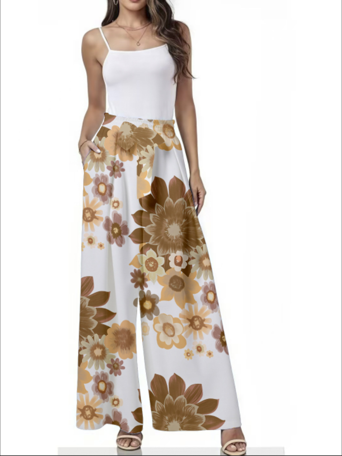 2025 europeo y americano transfronterizo Amazon primavera y verano nuevo estilo pantalones anchos para mujer bowknot pantalones casuales con pliegues de cintura alta sueltos image 5