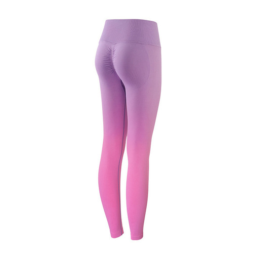 Internet celebrity same style gradient high-waisted peach fitness pants women's stretch tights sports pants quick-drying running training yoga pants