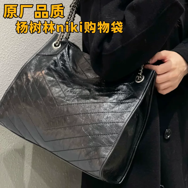 Оригинальная кожаная сумка Niki Shopping Bag из поплавной древесины ретро складная складчатая восковая кожаная сумка для покупок